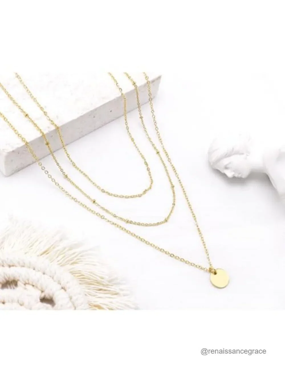 Gold Plated Layered Choker Necklace Set Dainty Multilayer Chains for Women
